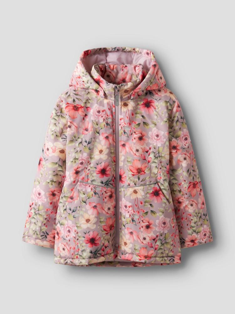 Casaco Impermeável Menina Floral com Capuz