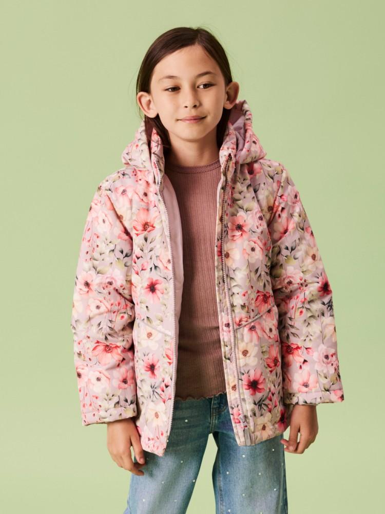 Casaco Impermeável Menina Floral com Capuz