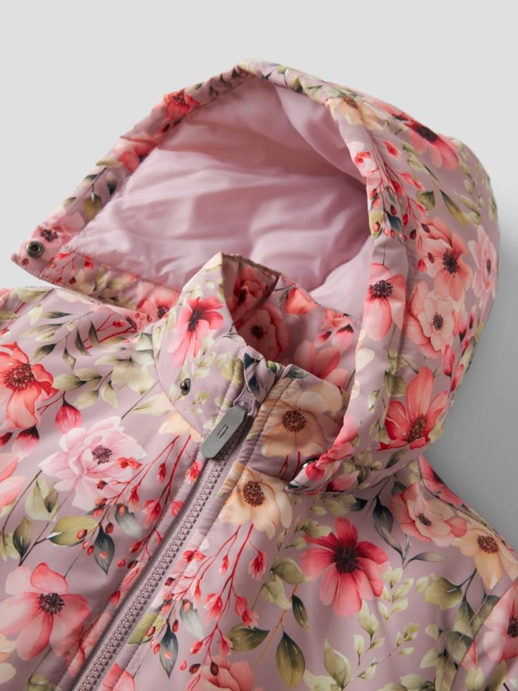 Casaco Impermeável Menina Floral com Capuz