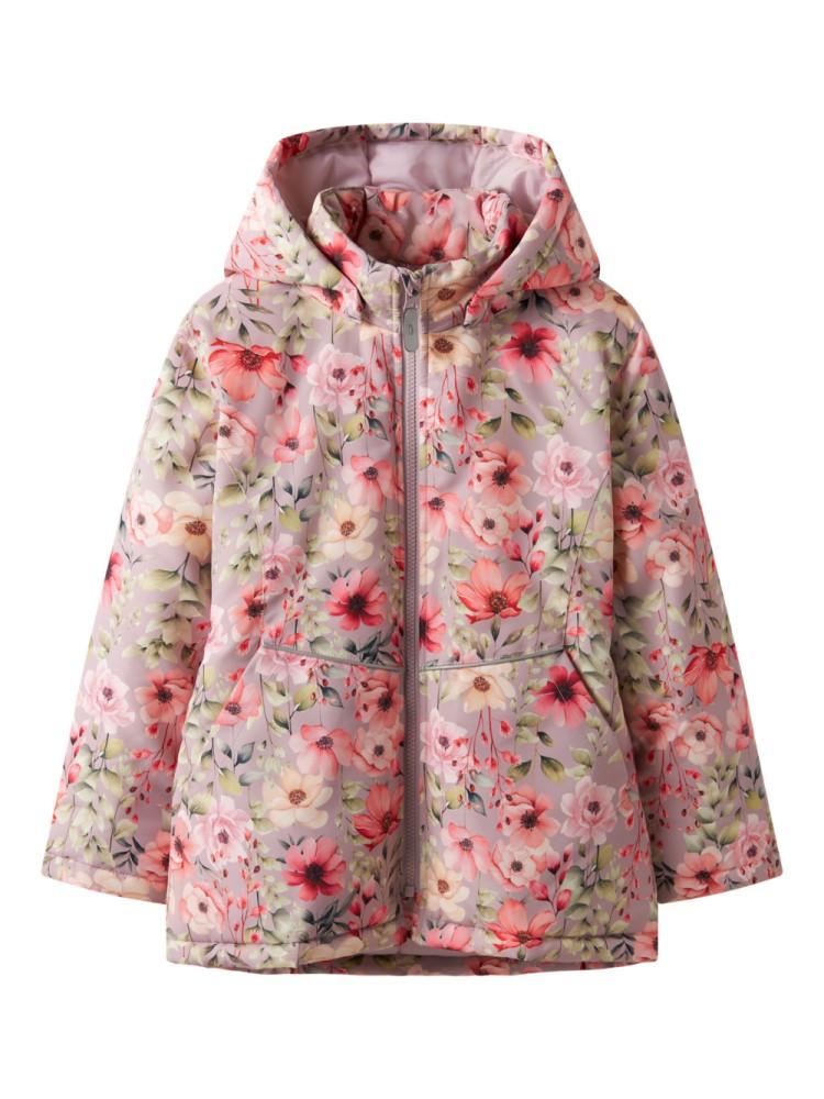 Casaco Impermeável Menina Floral com Capuz