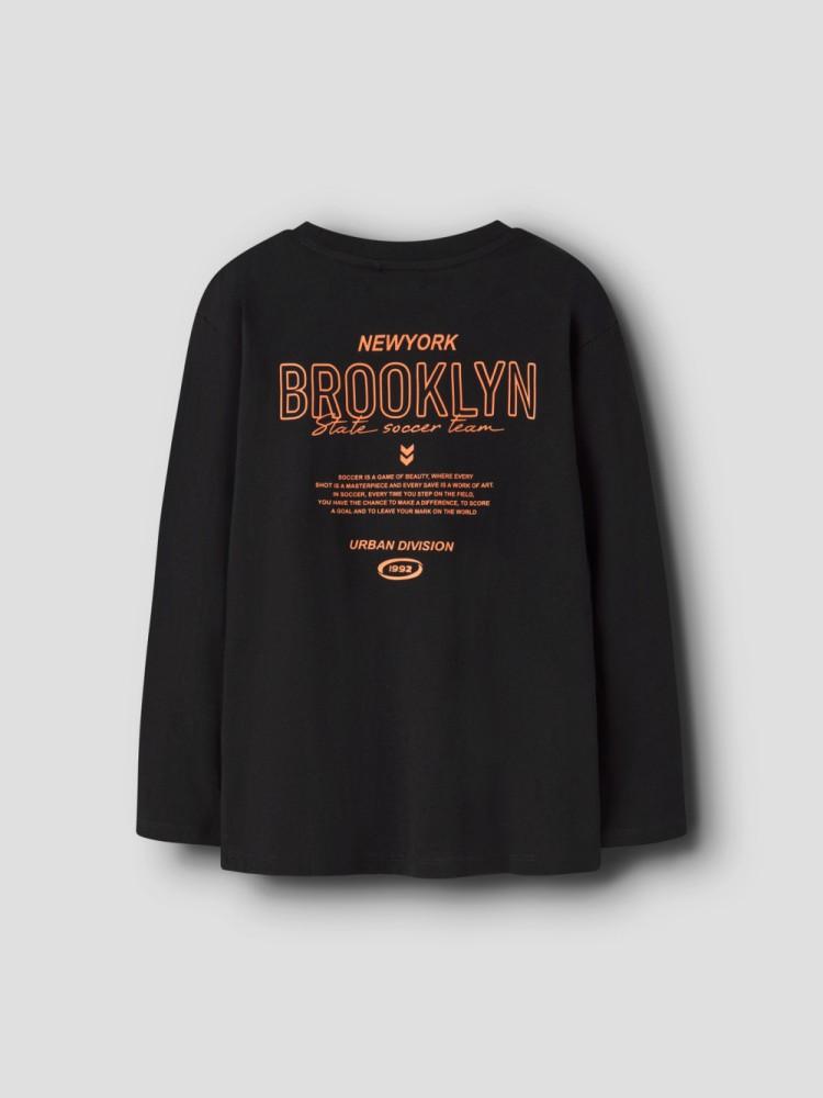T-shirt Menino Manga Comprida Brooklyn Preta