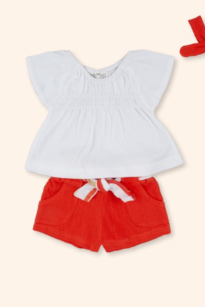 Conjunto  Menina Verão Coral