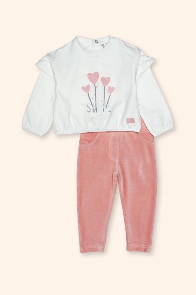 Conjunto Menina Corações Rosa