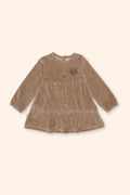 Vestido Menina Camel com Folhos