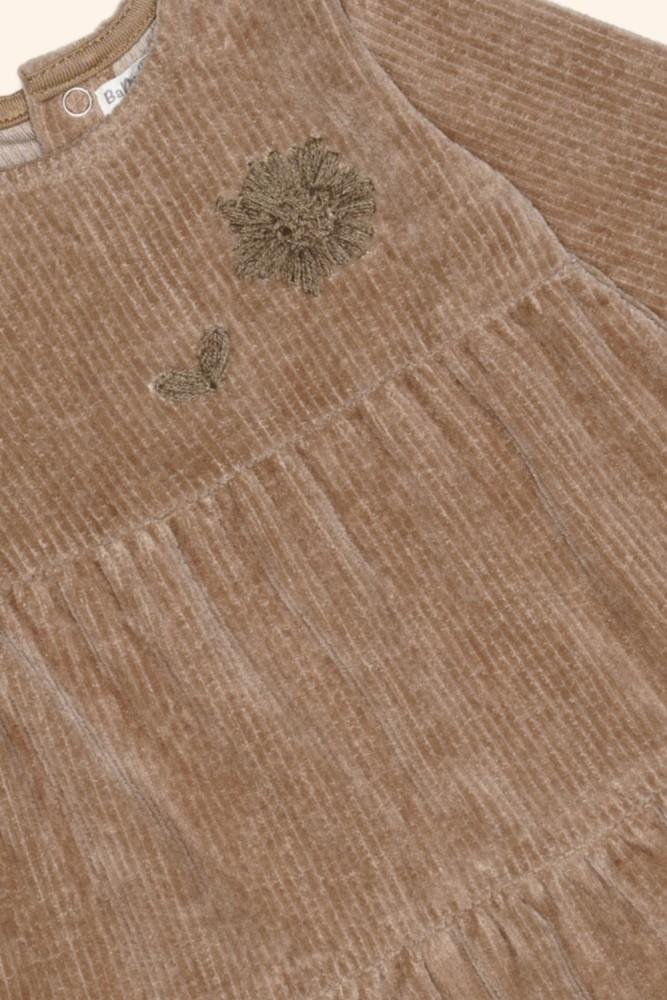 Vestido Menina Camel com Folhos