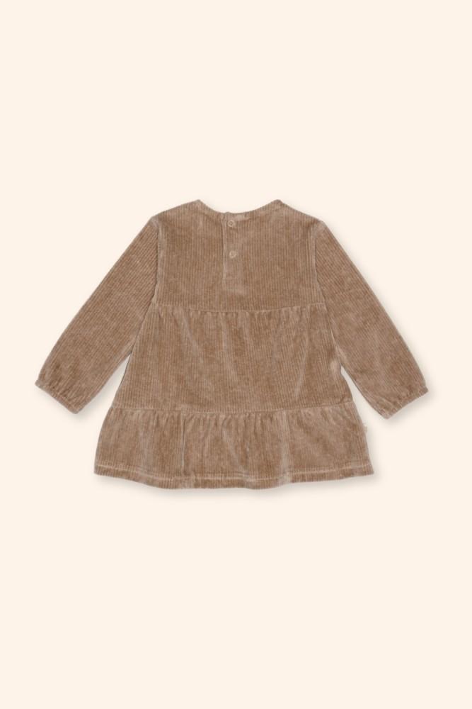 Vestido Menina Camel com Folhos