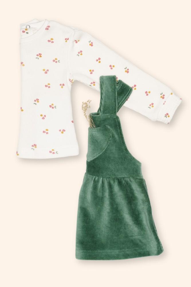 Conjunto Menina Jardineira Verde