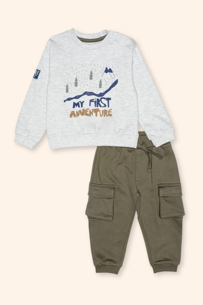 Conjunto Menino Cinzento e Caqui