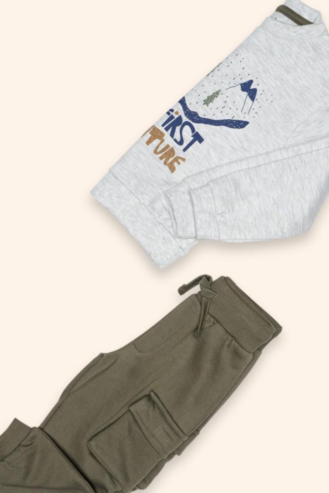 Conjunto Menino Cinzento e Caqui