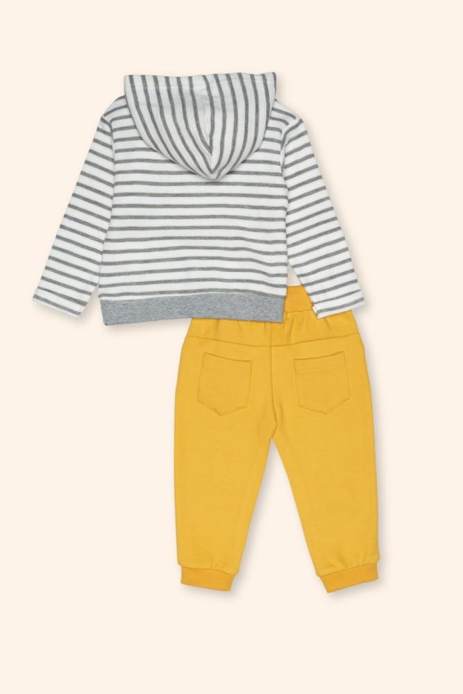 Conjunto Menino Riscas e Mostarda