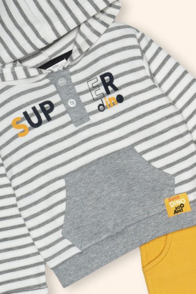 Conjunto Menino Riscas e Mostarda
