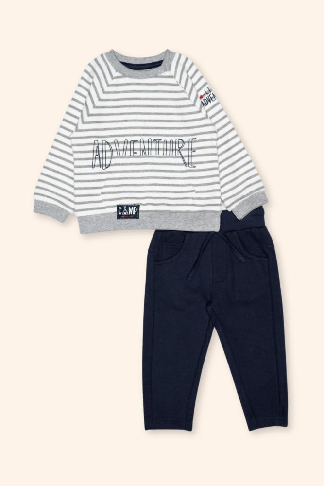 Conjunto Menino Riscas Azul-Marinho