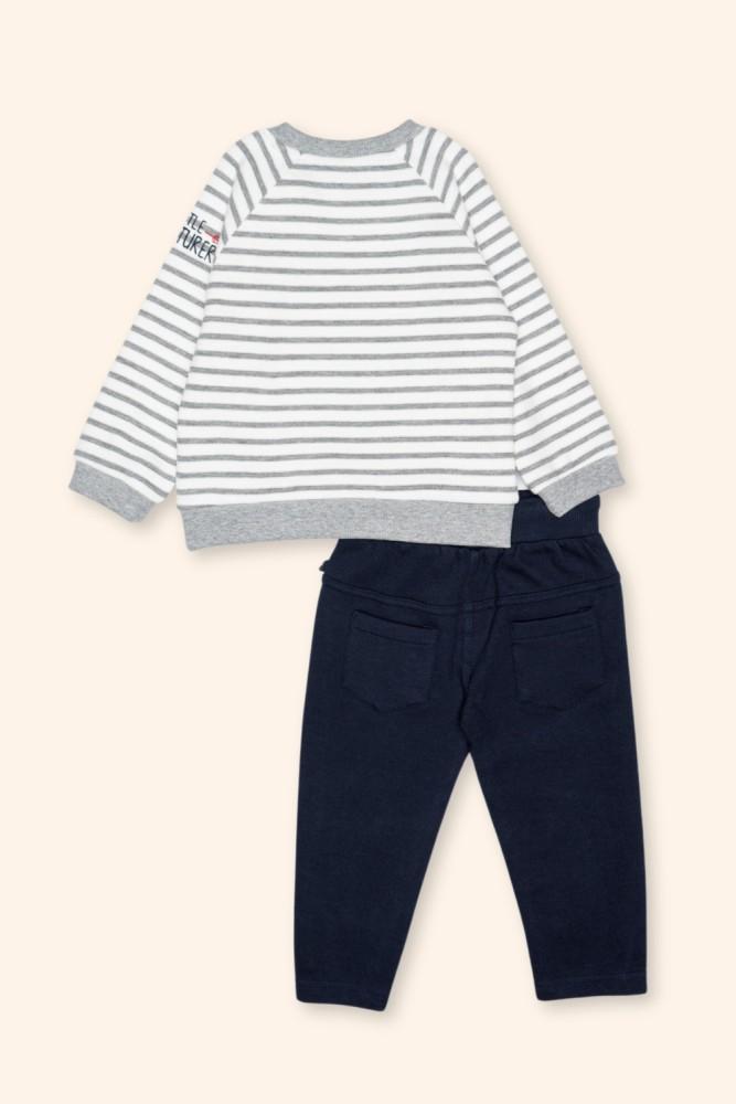 Conjunto Menino Riscas Azul-Marinho