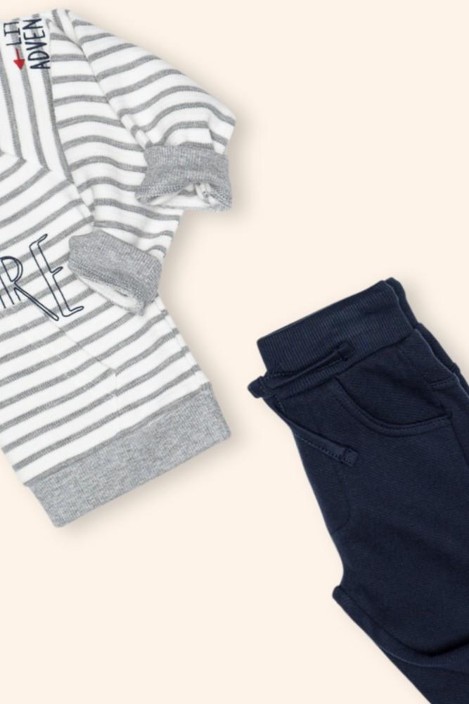 Conjunto Menino Riscas Azul-Marinho