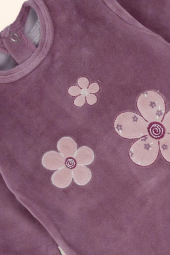 Babygrow Bebé Flores Beringela