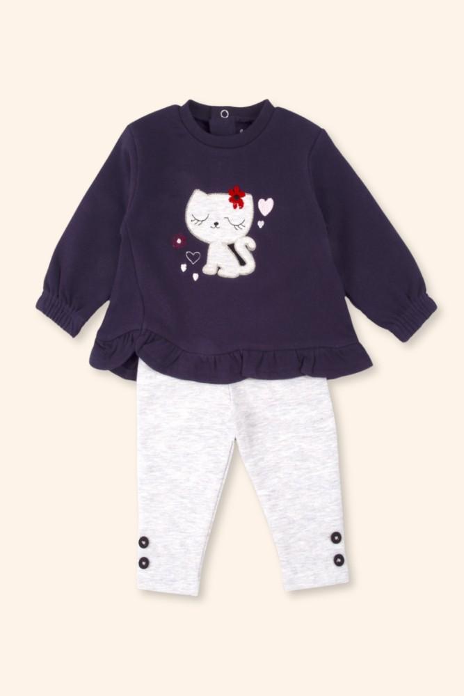 Conjunto Menina Gatinha Azul-Marinho