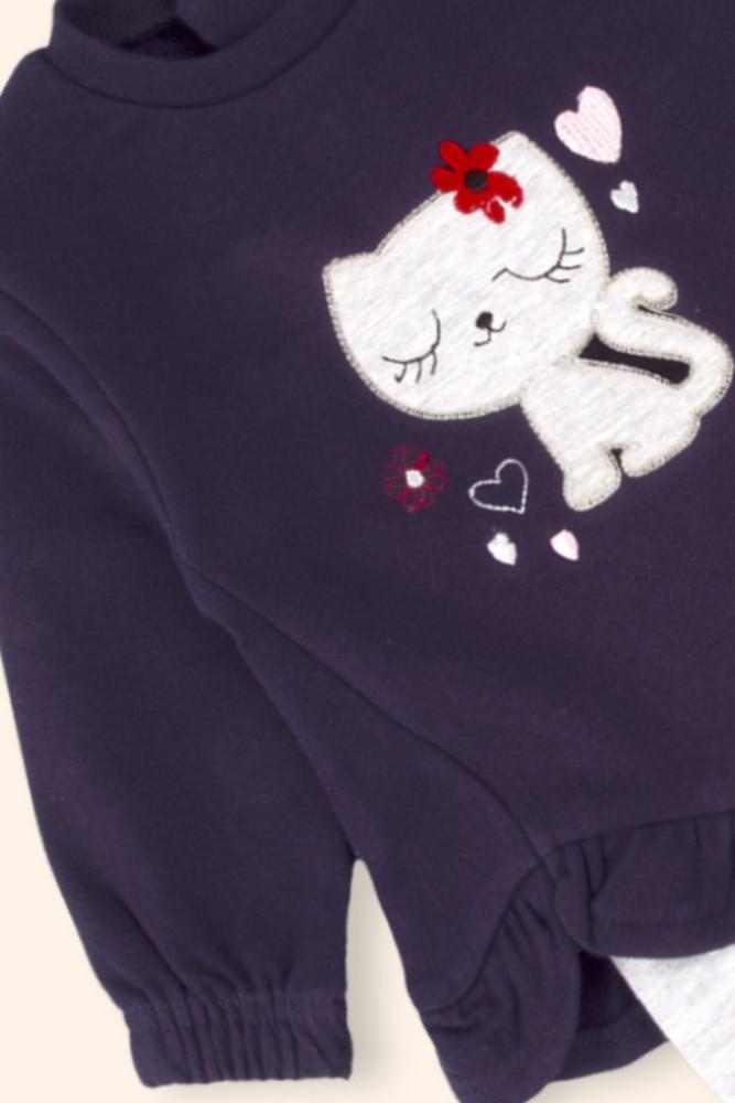 Conjunto Menina Gatinha Azul-Marinho
