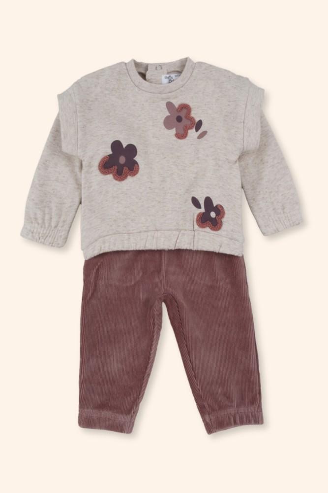 Conjunto Menina Flores Beringela