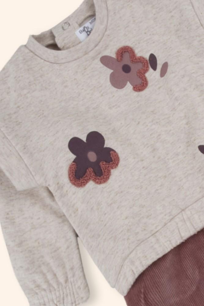Conjunto Menina Flores Beringela