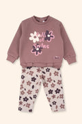 Conjunto Menina Flores Rosa Velho