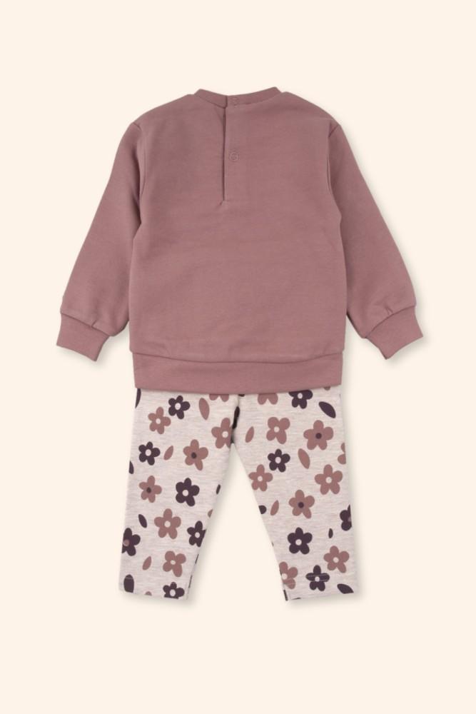 Conjunto Menina Flores Rosa Velho