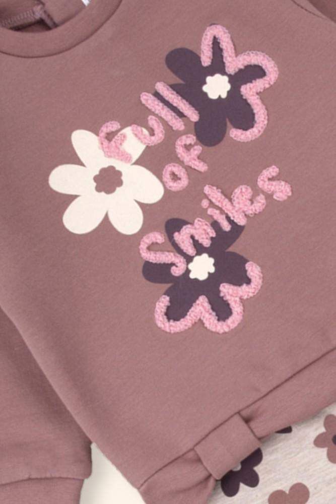 Conjunto Menina Flores Rosa Velho
