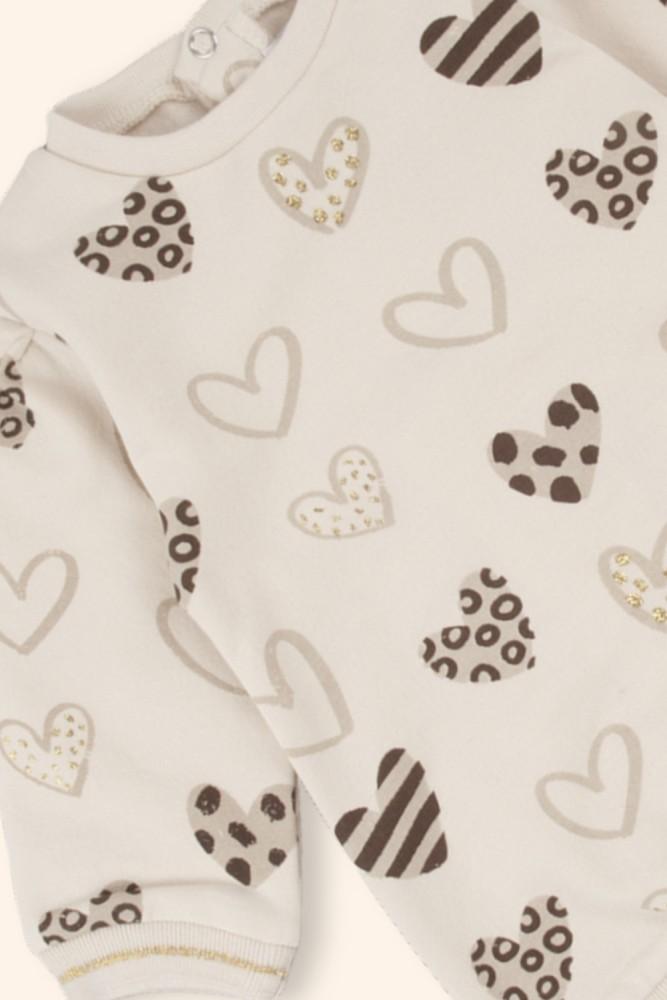 Vestido Menina Corações Cru