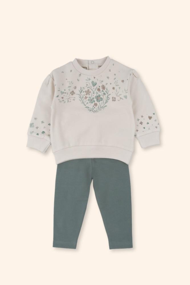 Conjunto Menina Corações Verde