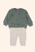 Conjunto Menina Verde e Bege