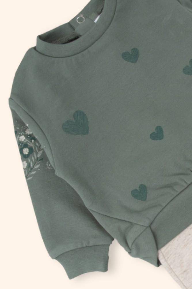 Conjunto Menina Verde e Bege