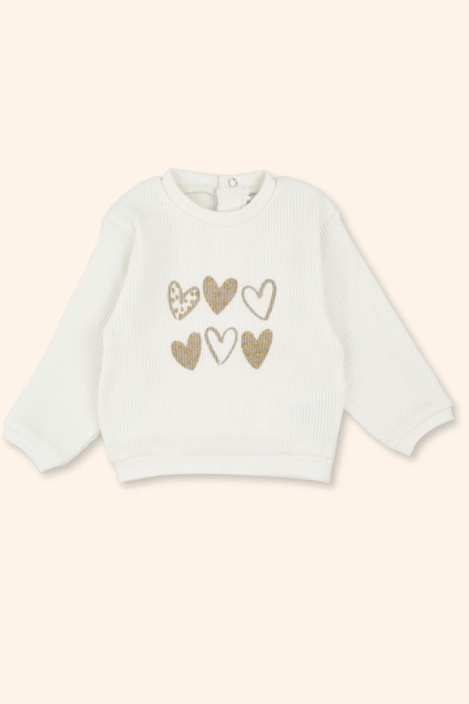 Sweatshirt Menina Corações Dourados