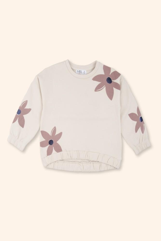 Sweatshirt Menina Flores Cru