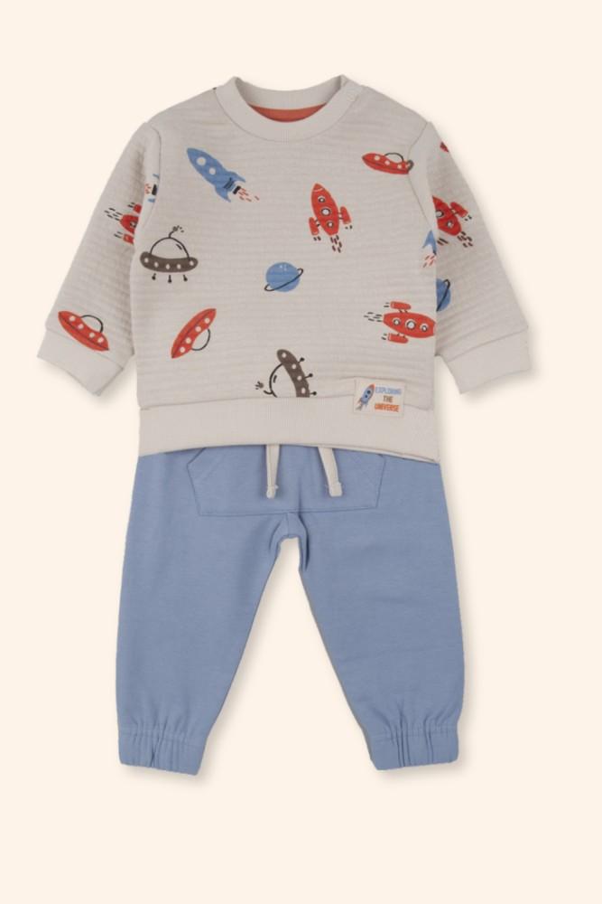 Conjunto Menino Estampado Cinzento