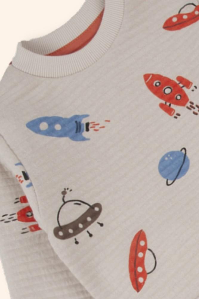 Conjunto Menino Estampado Cinzento