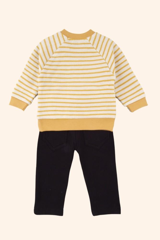 Conjunto Menino Riscas Mostarda