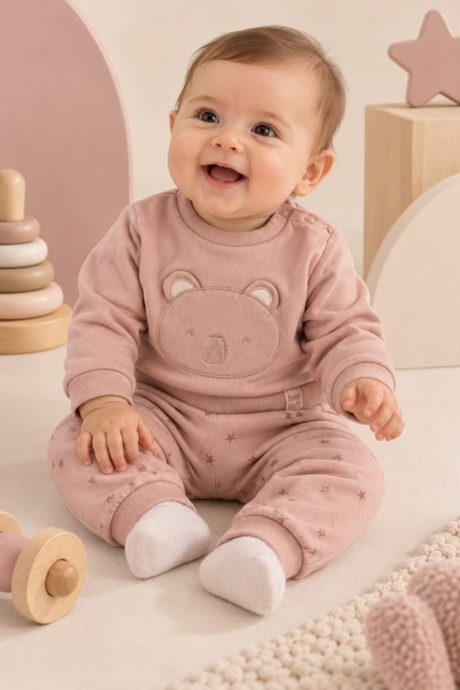 Conjunto Bebé Menina Rosa Suave