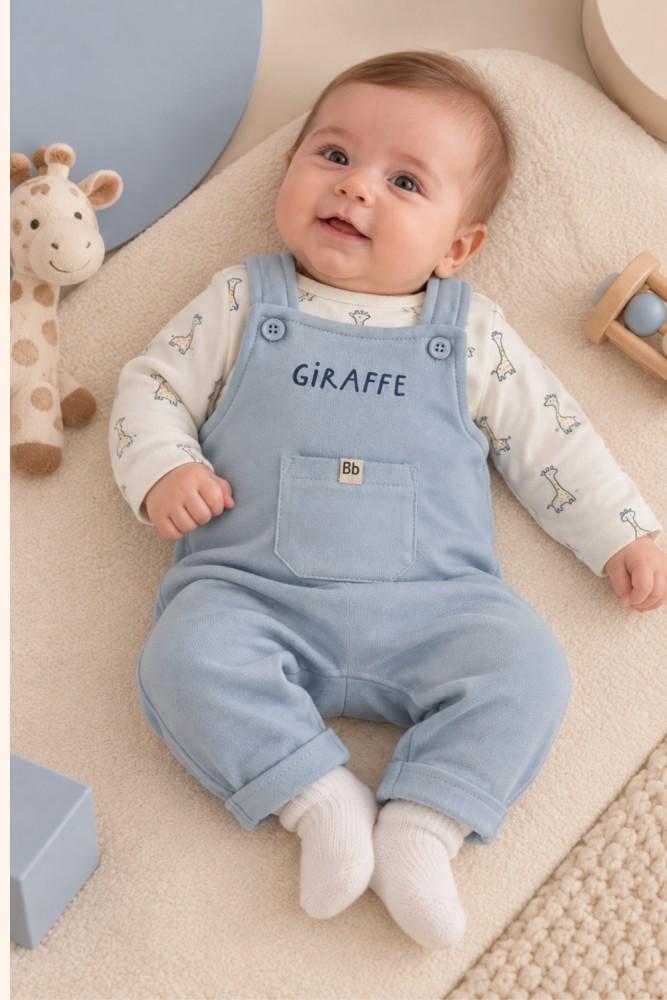 Conjunto Bebé Menino Girafa Azul