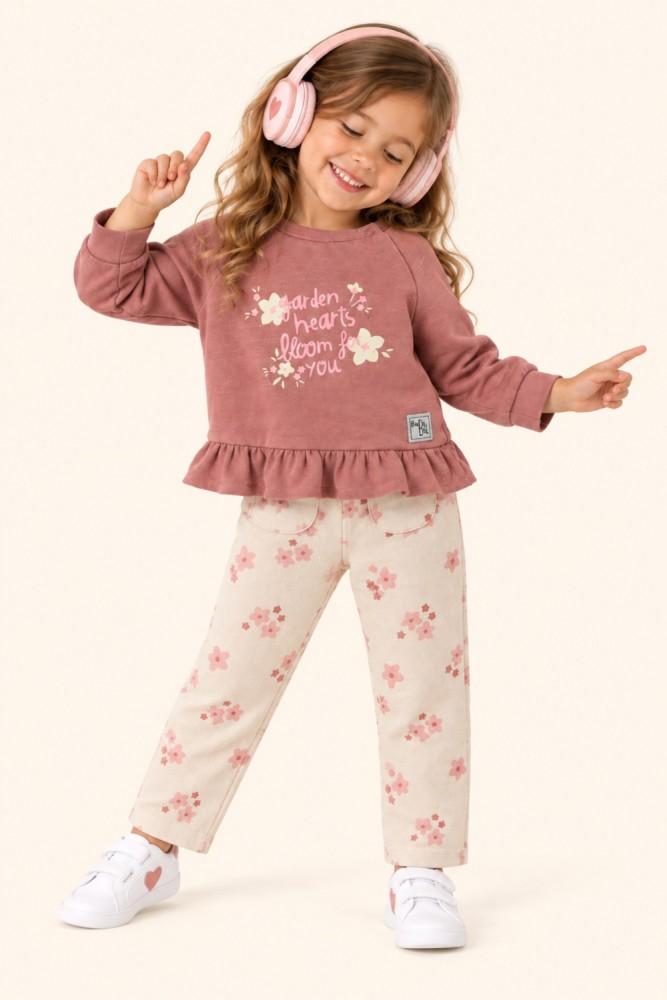 Conjunto Bebé Menina Flores Rosa