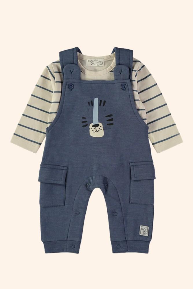 Conjunto Bebé Menino Jardineira Marinho