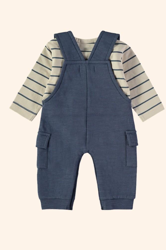 Conjunto Bebé Menino Jardineira Marinho