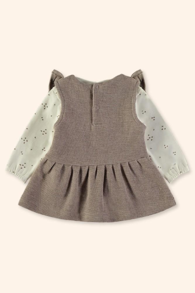 Conjunto Menina Jardineira Castanha