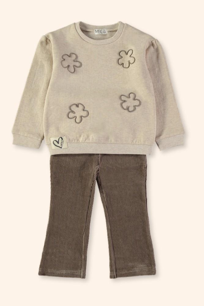 Conjunto Menina Flores e Canelado